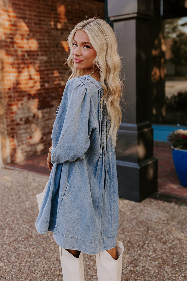 Ultimate Chambray Pleated Mini Dress - Effortless Style