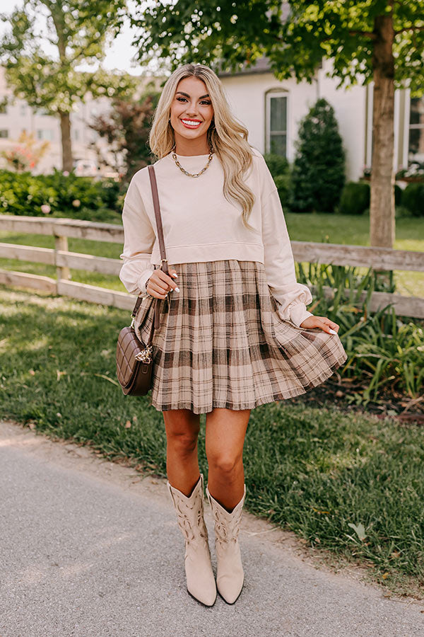 Premium French Vanilla Plaid Mini Dress - Ultimate Fall Style