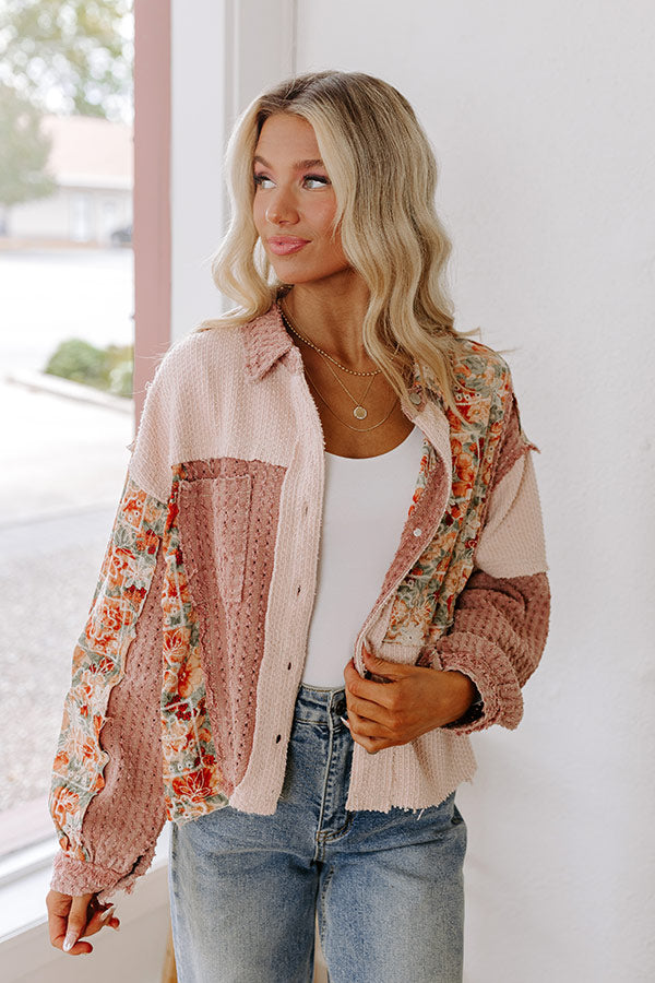 Premium Sedona Sunsets Lightweight Knit Jacket - Blush