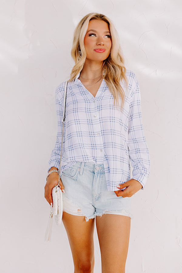 Premium Blue Plaid Button-Up Top - True Intention Collection