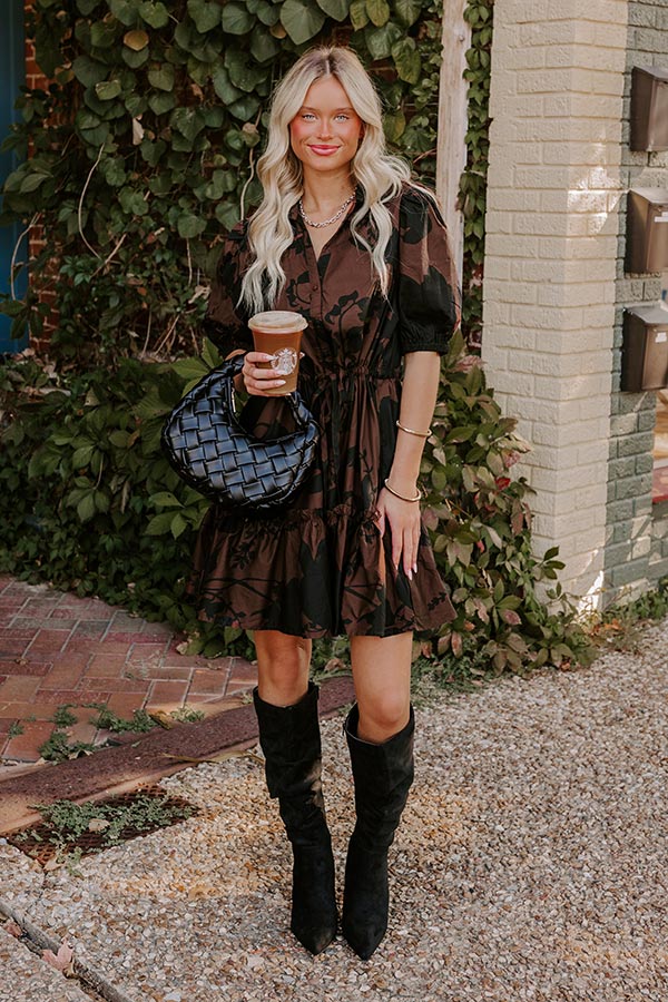 Premium Autumn Whispers Floral Mini Dress