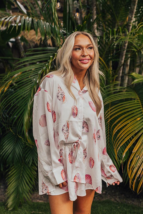 Premium Seashell Elegance Satin Shirt