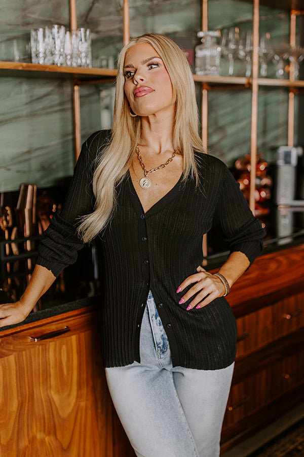Premium Fresh Breeze Ribbed Cardigan - Black Curves | Ultimate Style & Comfort
