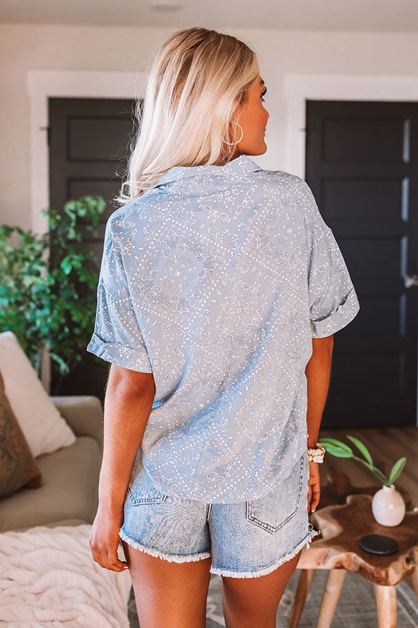 Premium Soho Paisley Top - Sky Blue | Upgrade Your Style