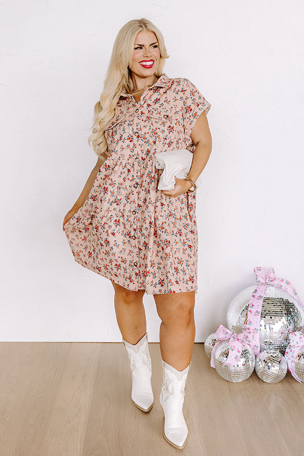 Ultimate Comfort Floral Corduroy Dress for Curves