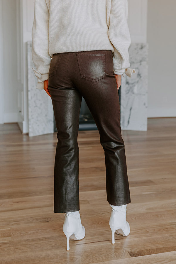 Just USA Premium Ariadne High-Waist Coated Straight Leg Pants in Espresso