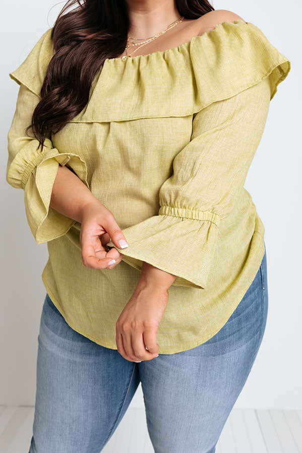 Ultimate Vacay Honey Off-Shoulder Shift Top in Lime Punch Curves