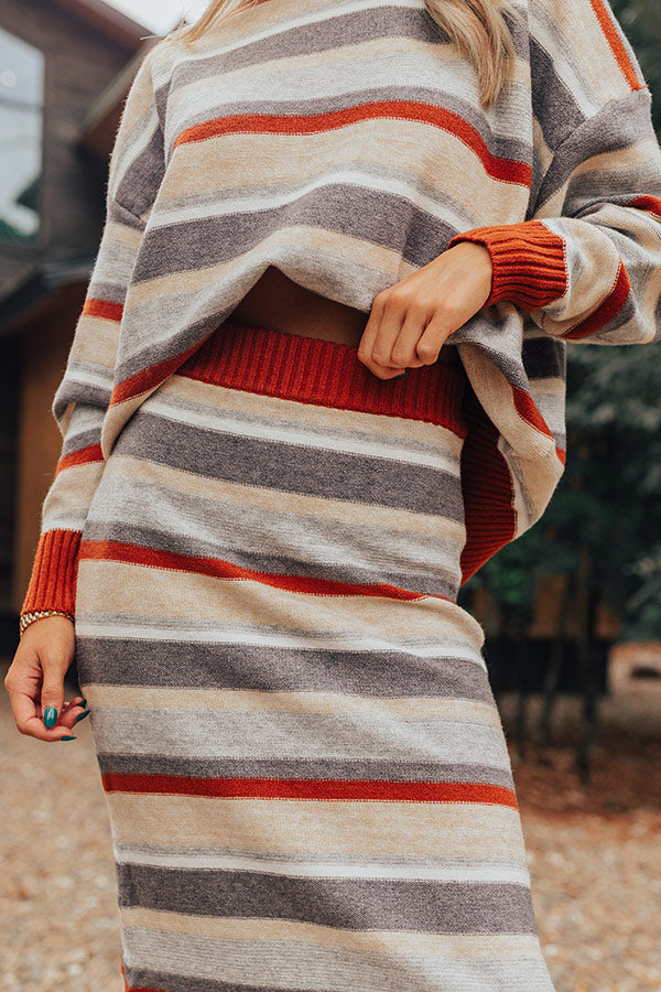 Ultimate Mulled Wine Knit Skirt - Trendy Striped Style