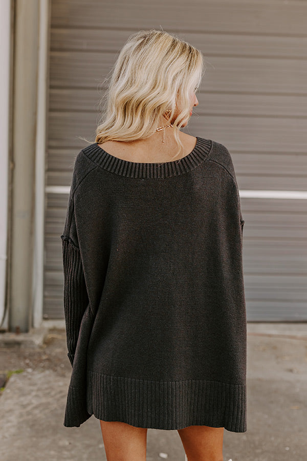 Premium Falling Leaves Knit Sweater - Black