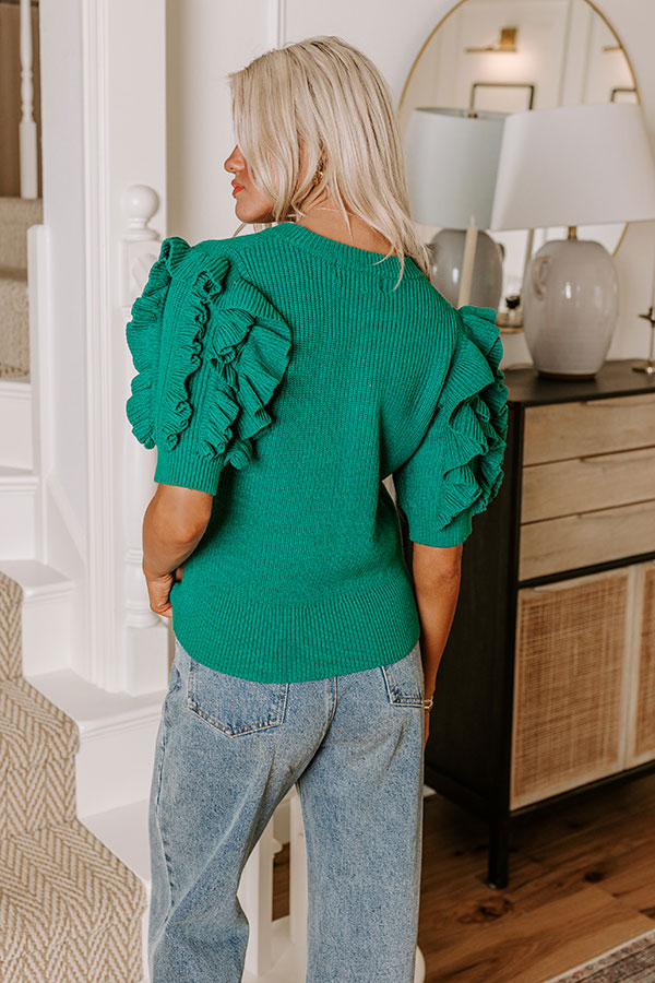 Premium Green Knit Top with Ruffles - Ultimate Style Upgrade