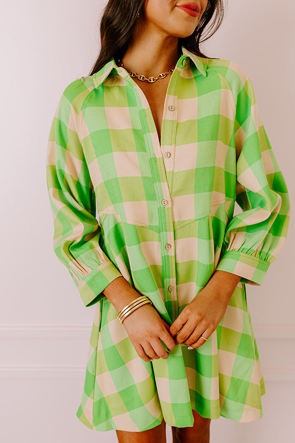 Ultimate Lime Picnic Mini Dress - Relaxed & Stylish