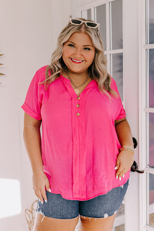 Premium Coastal Breeze Shift Top - Hot Pink Curves | Ultimate Summer Style