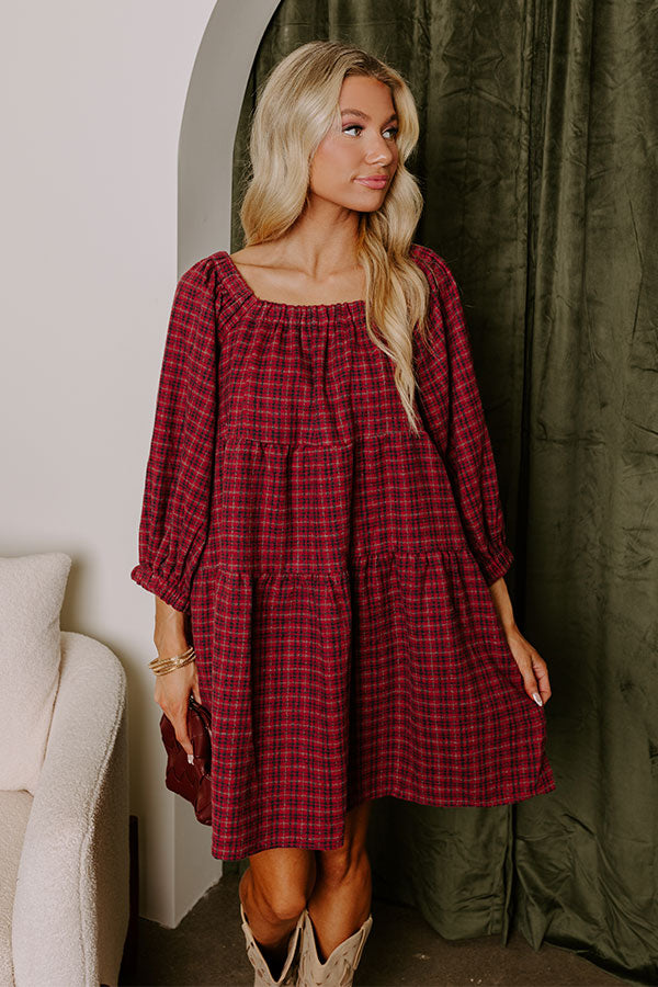 Premium Pumpkin Spice Plaid Mini Dress - Ultimate Cozy Style