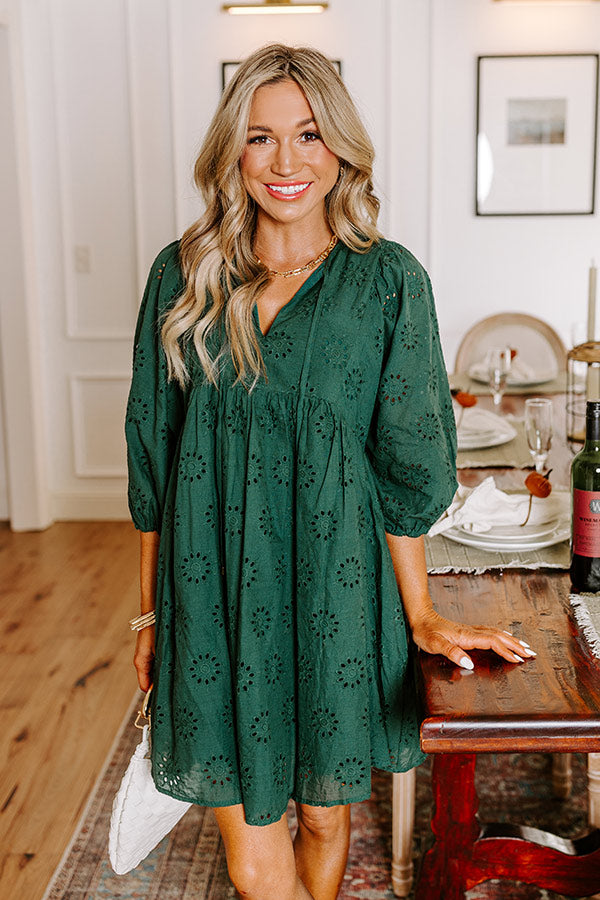 Premium Hunter Green Eyelet Mini Dress | Ultimate Chic Style