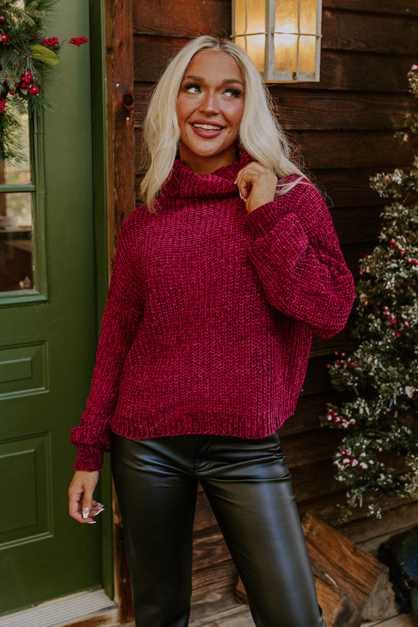 Ultimate Fall Leaves Chenille Sweater - Sangria Edition