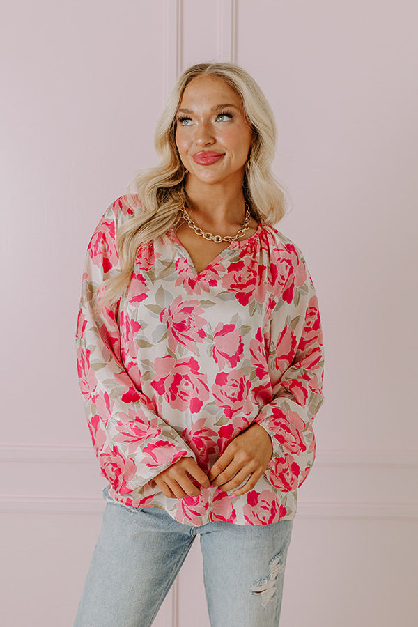 Premium Light Pink Floral Chiffon Top - Effortless Elegance