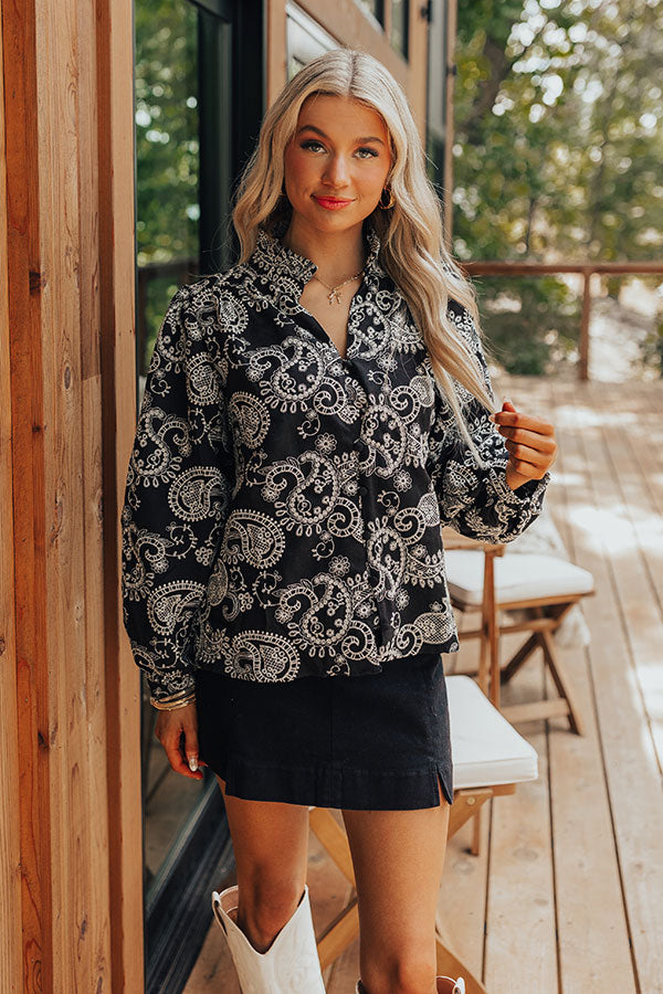 Premium Wine Country Paisley Embroidered Top - Ultimate Casual Chic