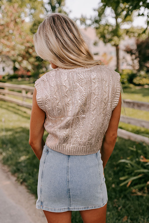 Premium Metallic Cable Knit Sleeveless Top