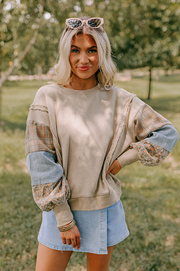 Premium Boho Chic Sweatshirt - Beige Fall Essential