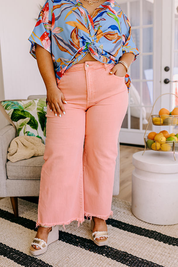 Premium Risen Iris Midrise Wide Leg Jean - Pink Curves Collection