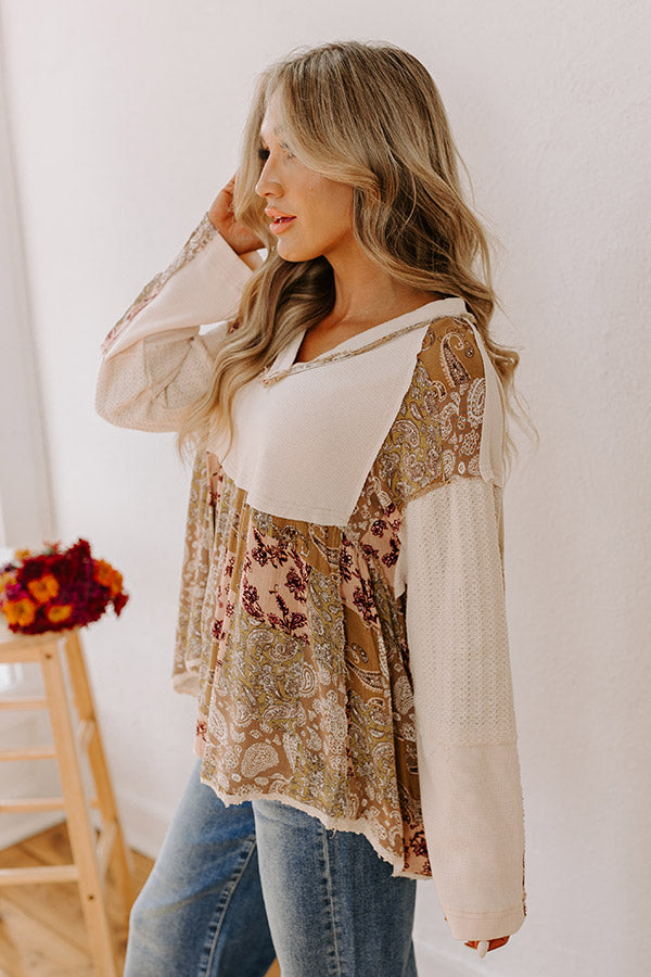 Premium Waffle Knit Paisley Top - Ultimate Style & Comfort