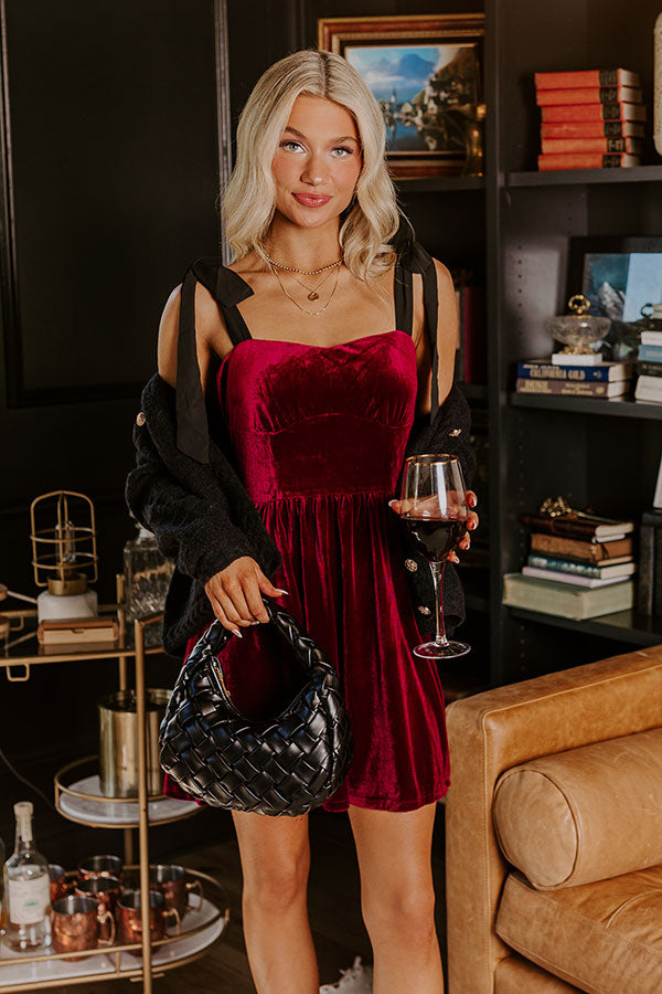 Premium Velvet Mini Dress in Wine - Ultimate Luxe Style