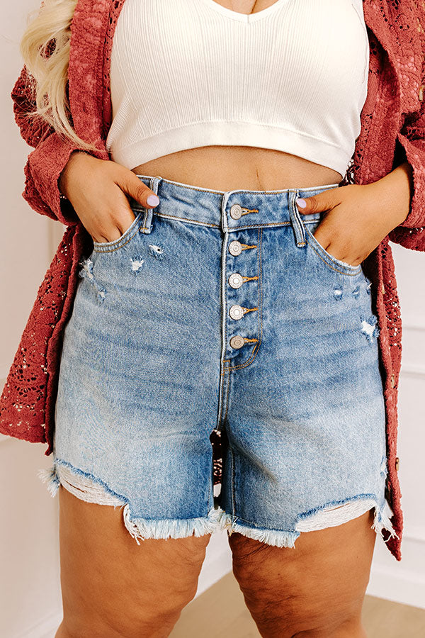 Premium Judy Blue Maribel High Waist Distressed Denim Shorts for Curves