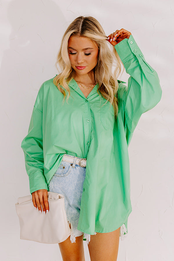 Premium Urban Adventures Oversized Button-Up Shirt in Vibrant Kelly Green