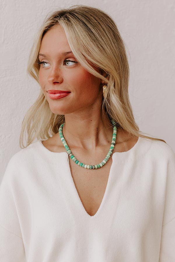 Premium Green Chalcedony Beaded Necklace - Unique Statement Piece