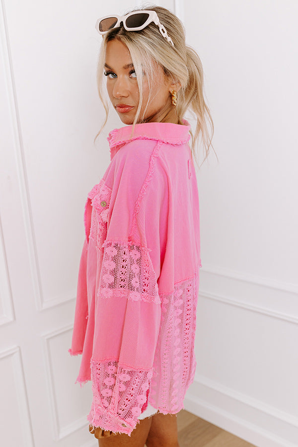 Premium Loving Smile Lace Button-Up Top