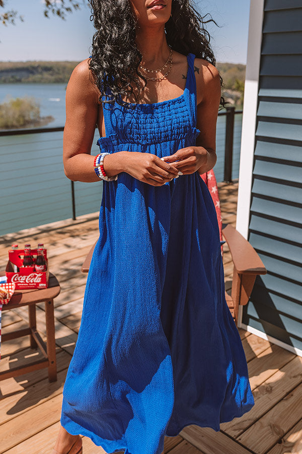 Premium Royal Blue Summer Midi Dress