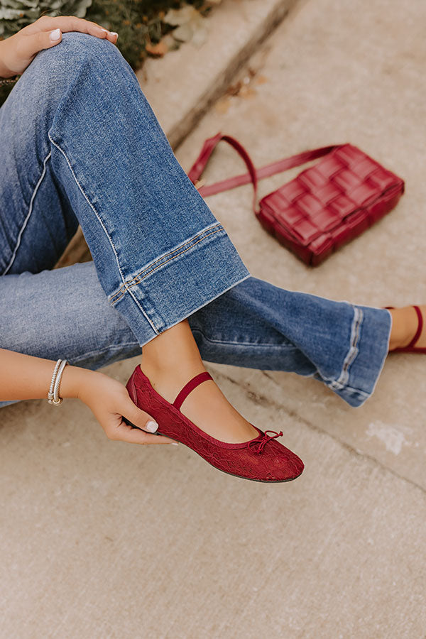 Premium Myla Lace Flats in Wine - Ultimate Comfort & Style