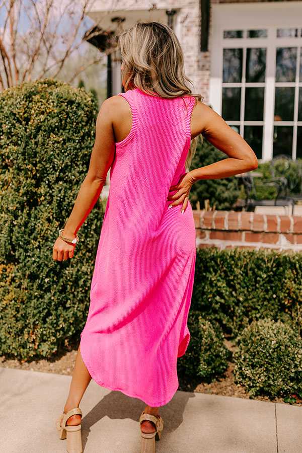 Ultimate Boardwalk Cutie Ribbed Midi Dress - Bubblegum Pink