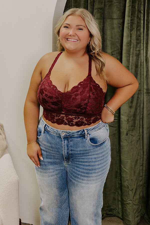 Ultimate Juliette Racerback Lace Bralette - Wine Curves Edition