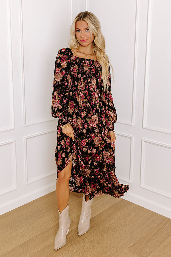 Premium Floral Midi Dress - Hand In Hand Through It All