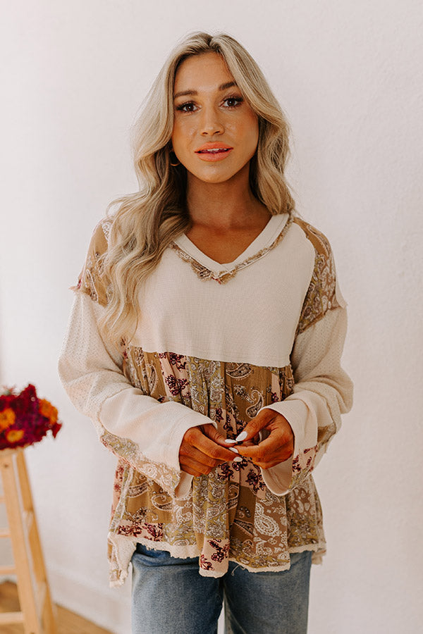 Premium Waffle Knit Paisley Top - Ultimate Style & Comfort