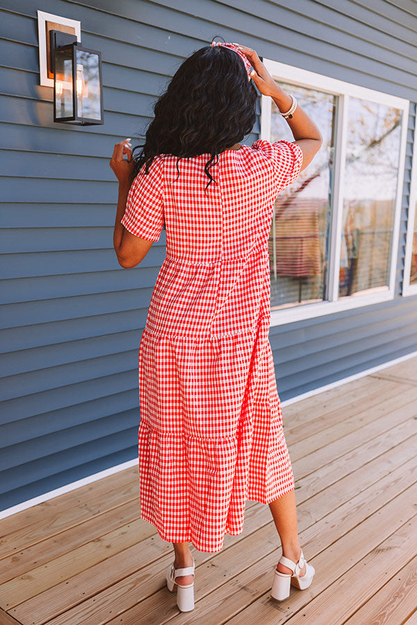 Premium Freedom Rings Gingham Midi Dress