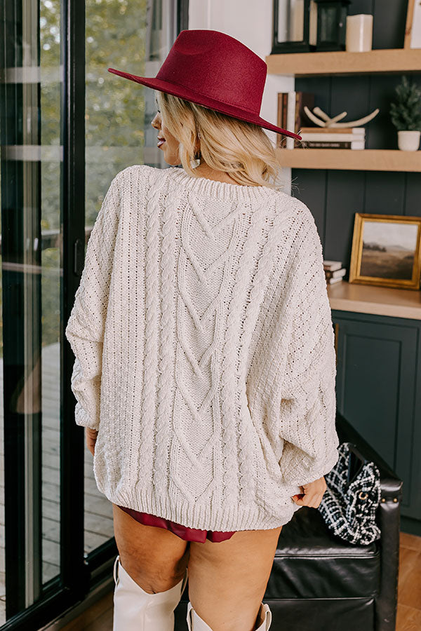 Premium Sparkle Embellished Cable Knit Sweater for Curves