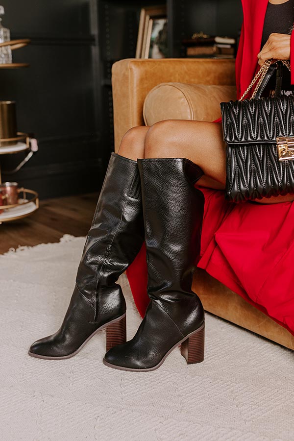 Premium Hudson Faux Leather Knee-High Boots - Ultimate Black Edition