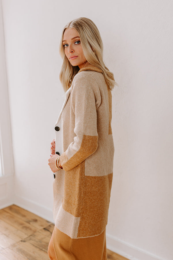 Premium Apple Spiced Wishes Knit Coat - Camel