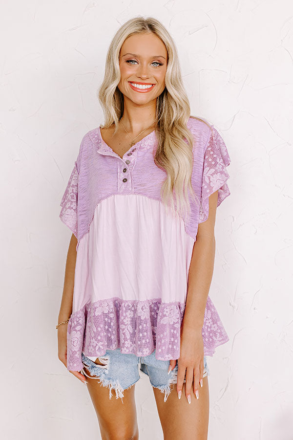 Premium Lavender Lace Babydoll Top - Springtime Essential