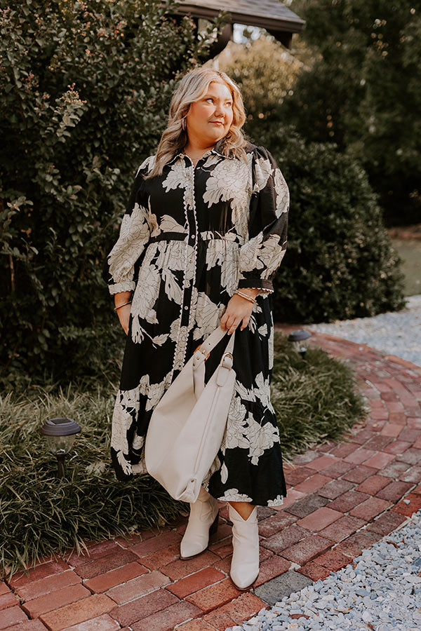 Premium Floral Midi Dress - Black Curves Edition