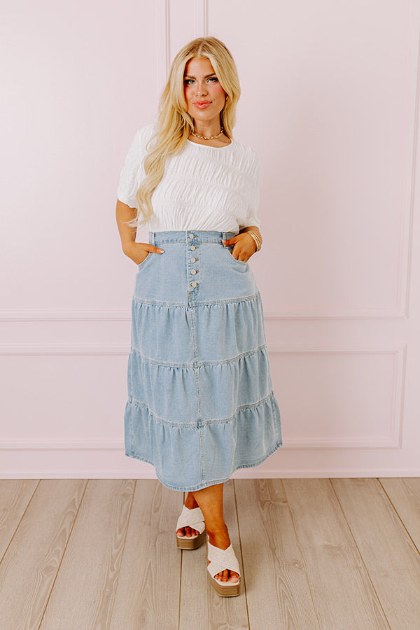 Premium Jacey Denim Skirt - Ultimate Curves & Comfort