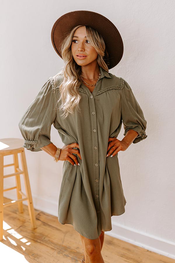 Premium Olive Braided Mini Dress | Ultimate Fall Fashion