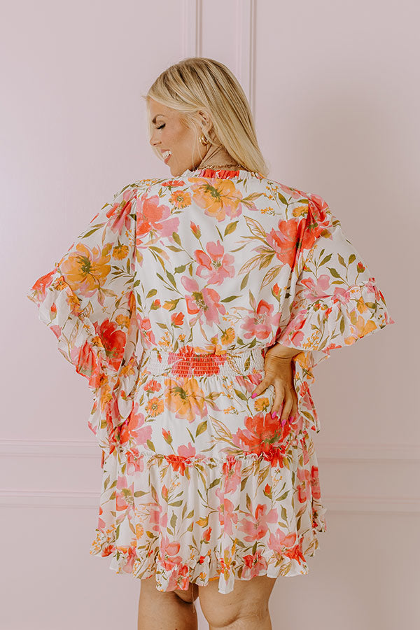 Ultimate Ivory Curves Floral Chiffon Dress