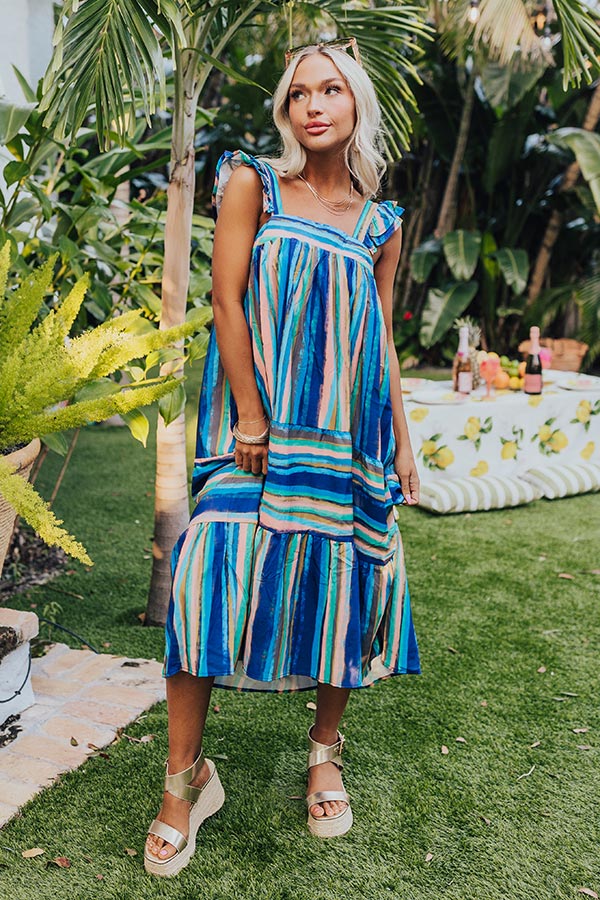 Ultimate Royal Blue Stripe Midi Dress