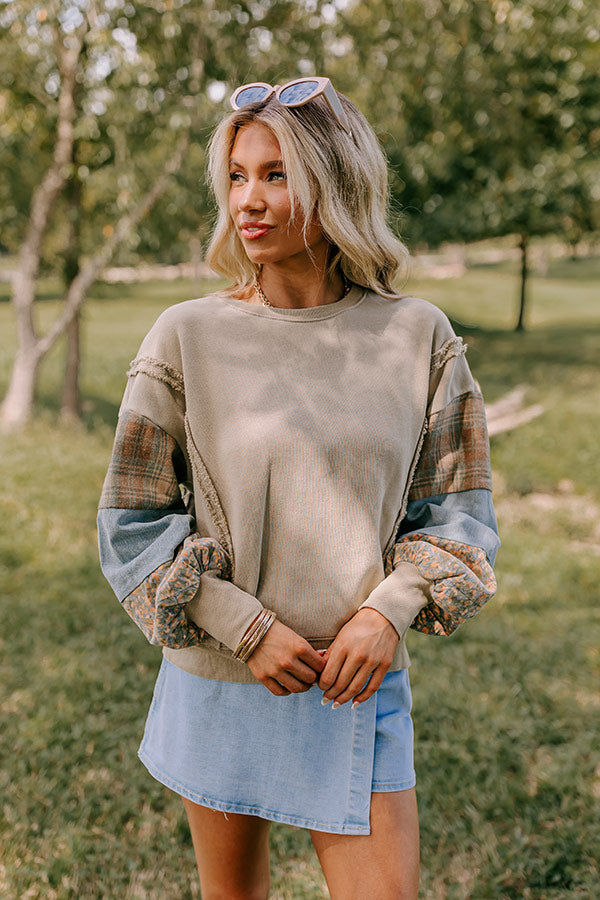 Premium Boho Chic Sweatshirt - Beige Fall Essential