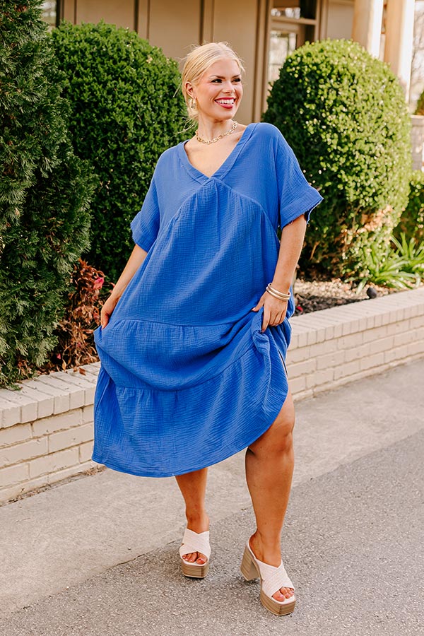 Premium Royal Blue Midi Dress - Effortless Elegance