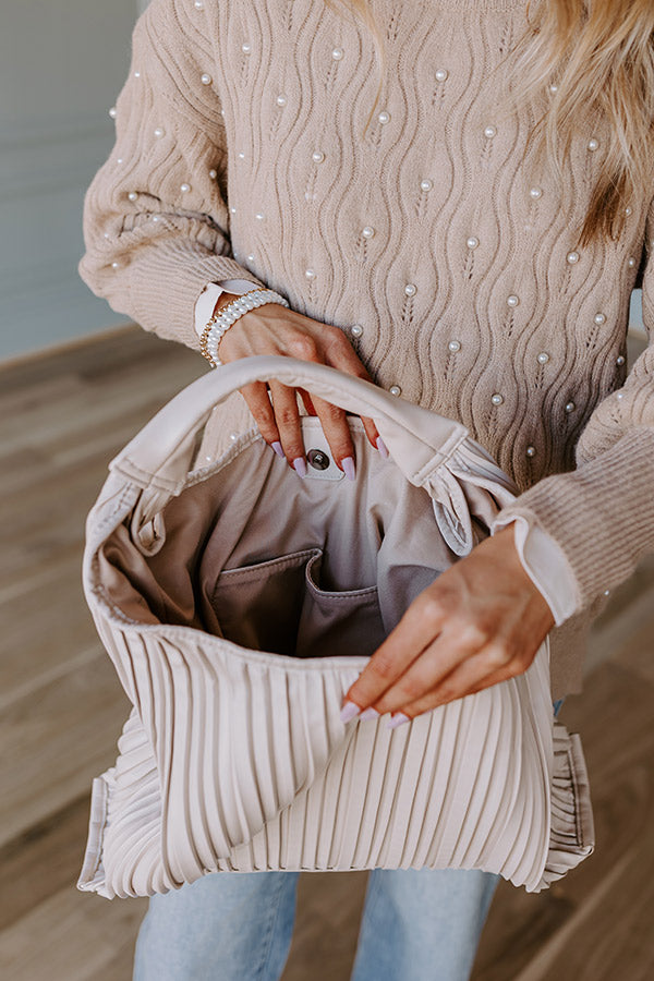 Premium Faux Leather Tote Bag - Cream | Stylish & Functional