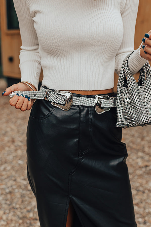 Premium Rhinestone Country Road Belt - Silver Sparkle Edition